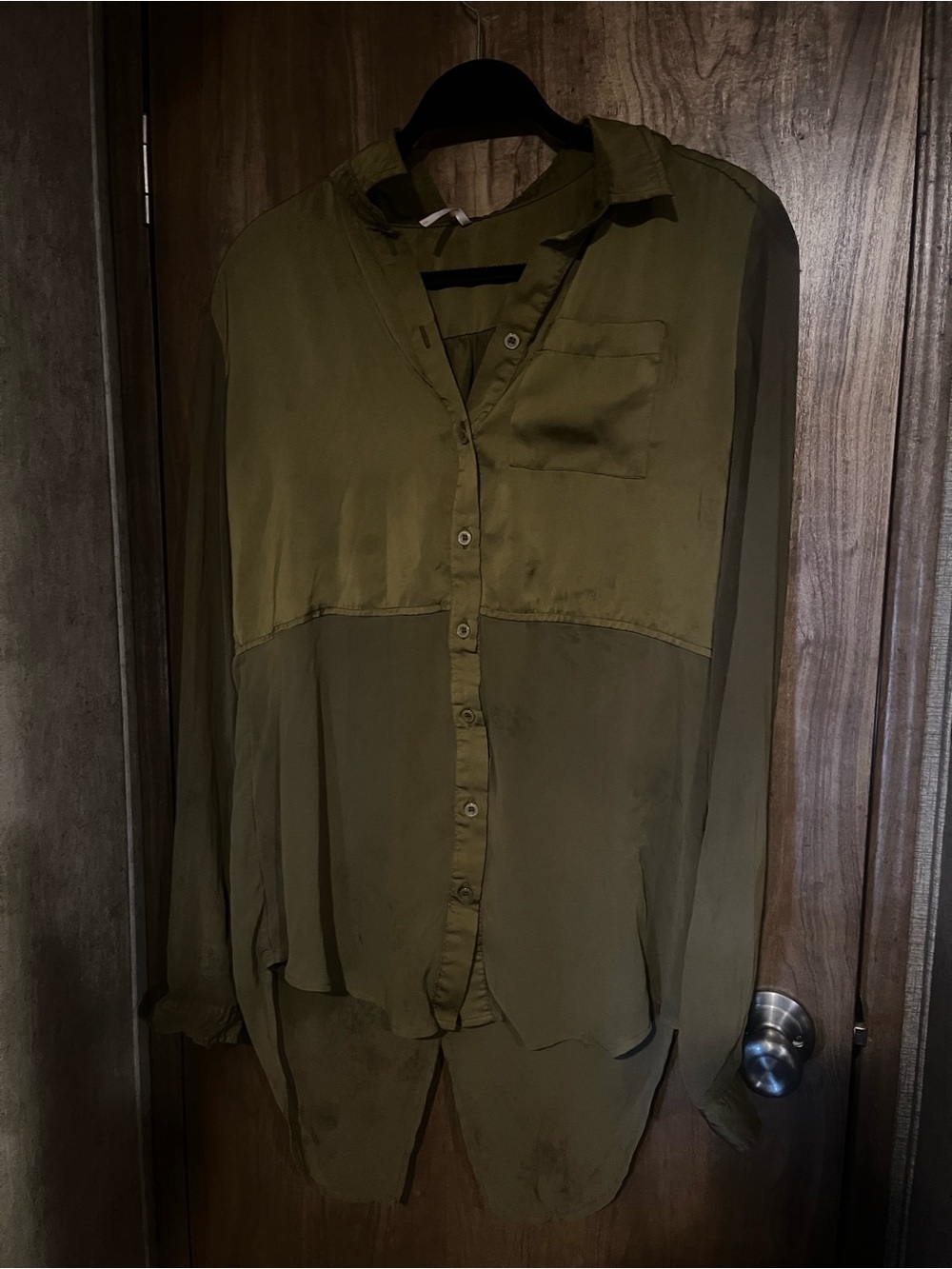 Free People Olive Green Button Down Shirt